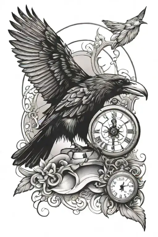 Desing A Crow And A Sand Clock