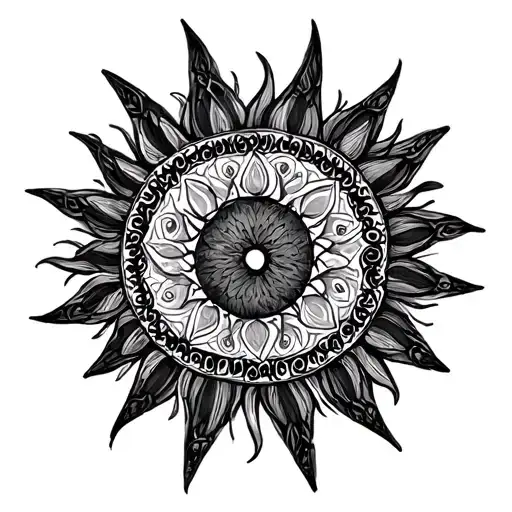 Sun Mandala Design Incorporating Elements