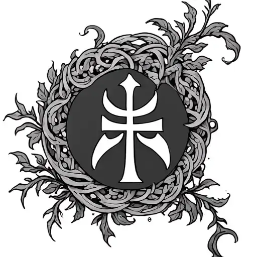 Chi Rho And Filigree Vine Intertwined