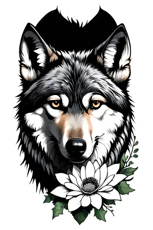 December Flower And Wolf Face