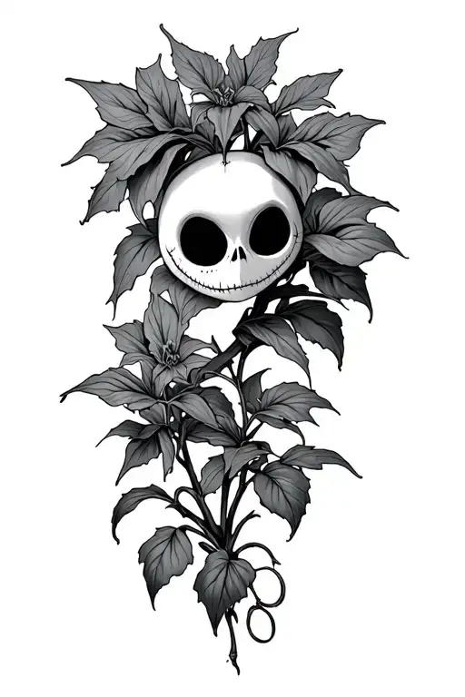 Zero From Nightmare Before Christmas With Deadly Nightshade Plant Intertwined