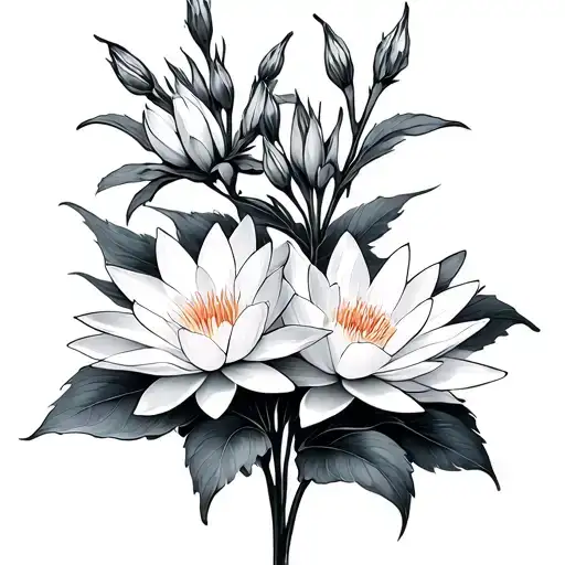 Larkspur And Water Lily