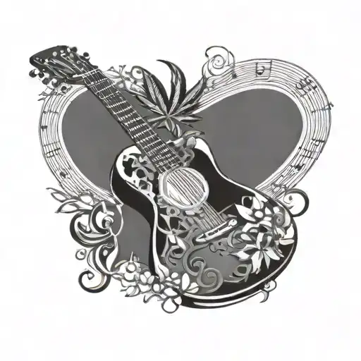 Cannabis Acoustic Guitar Music Notes