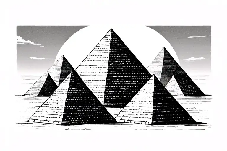 Three Pyramids Spread Out In Minimalist Style