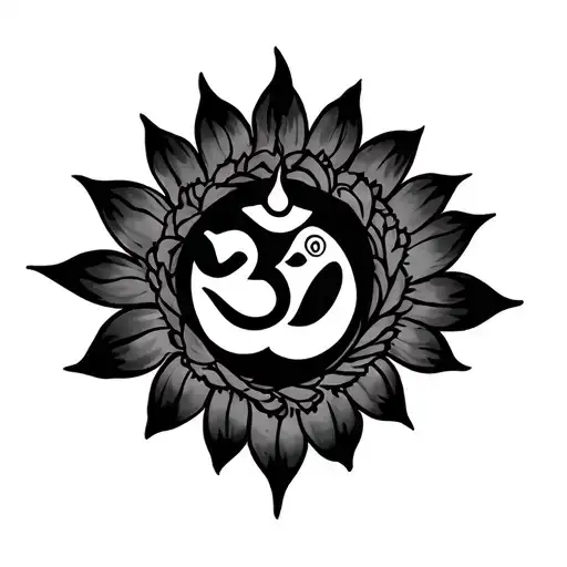 Shiv Trishul With Lotus And Om Symbol