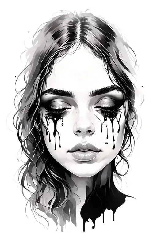 Woman Top Of Face With Tears Aesthetic