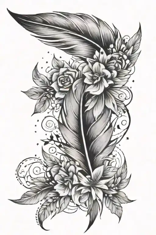 Self-love With Feather With Stars And Flower