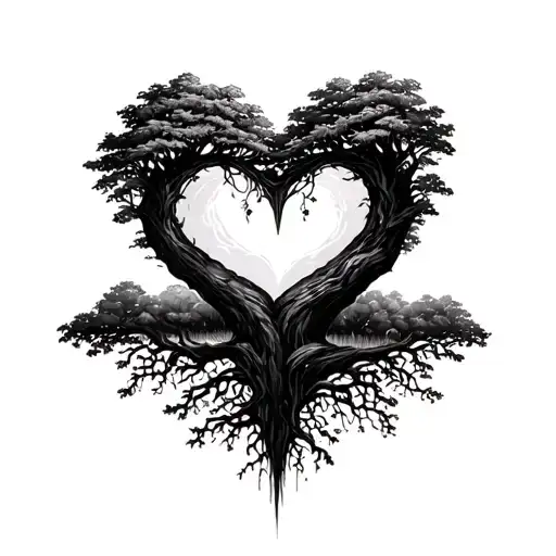 Heart With A Tree Growing Together