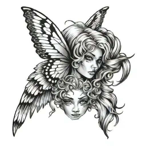 Half Butterfly Wig And Half Eagle Wing Attached