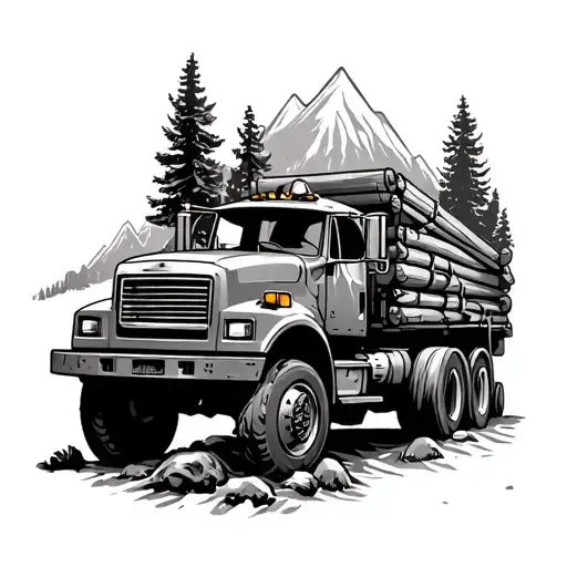 Logging Truck Rivers Mountains Mine Entrance Miner Walking With Cap Lamp