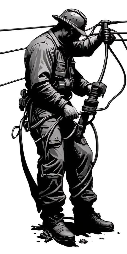 Lineman Working On Power Lines