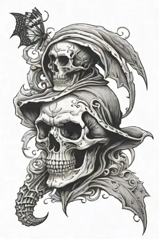 Skull Grim Reaper Moths Sleve Tattoo On My Arm