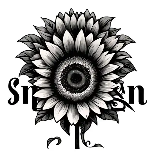 The Name Dayan With Sunflowers In Between And Around The Name