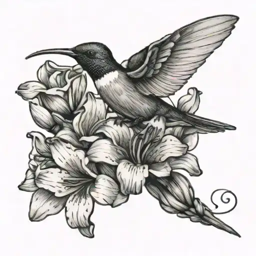 Freesia Flower With Humming Bird