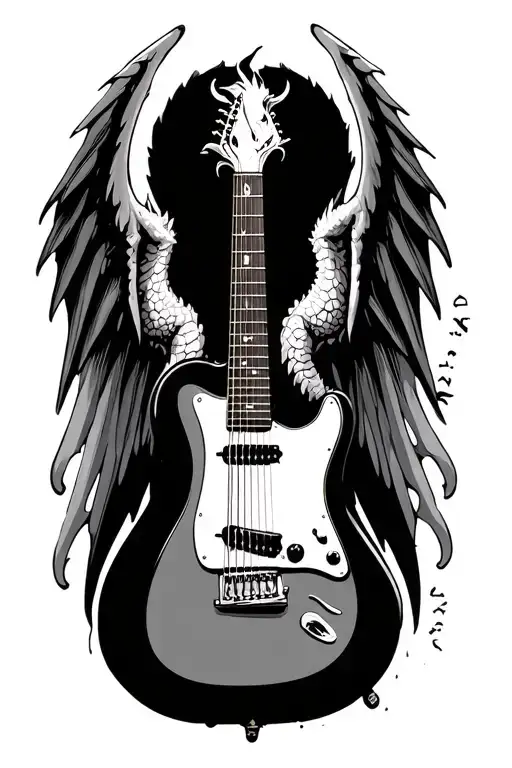 Guitar And Dragon Wings
