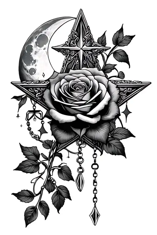Rosary Star Roses And Moon