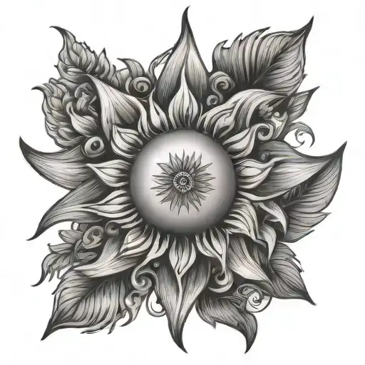 Sun With Flower Intertwined