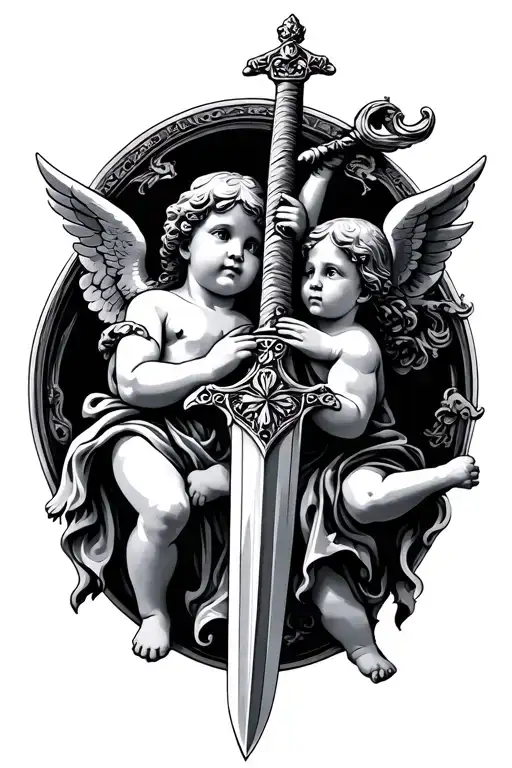 Sword With Cherub Holding