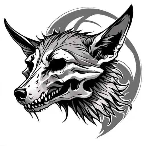Coyote Skull Tattoo Design