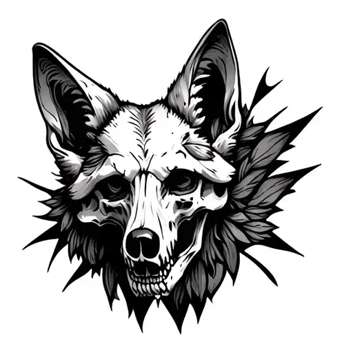 Coyote Skull Tattoo Design