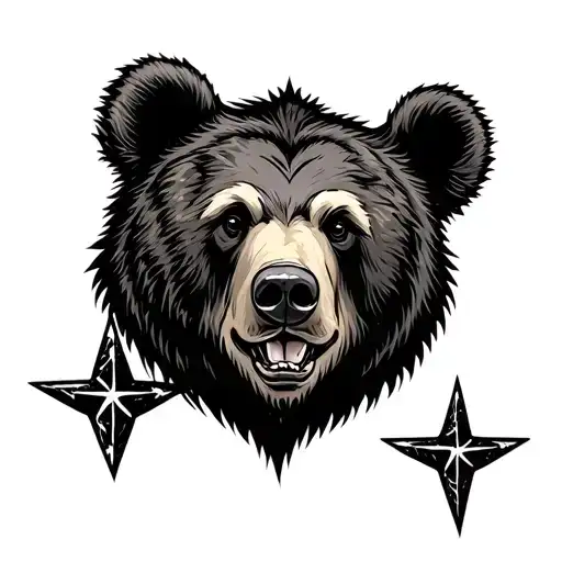 A Bear With A Star Around The Bear Head