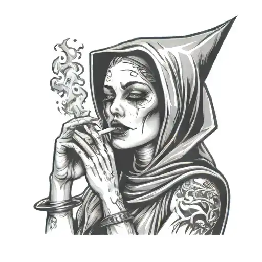 Sexy Bad Nun Smoking A Cigarette