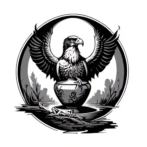 Hawk Carrying Water Vase