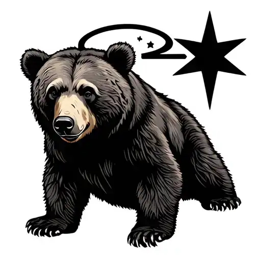 A Bear With A Star Around The Bear Head