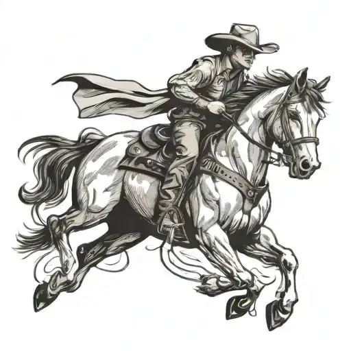 Cowboy Riding A Horse Running