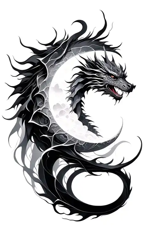 Abstract Moon And Dragon Feminine