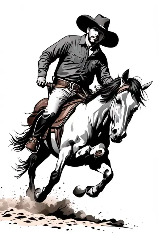 Cowboy On A Horse Galloping