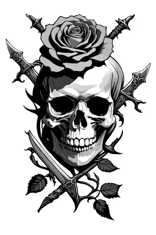 Skull Rose Swords Full Sleeve
