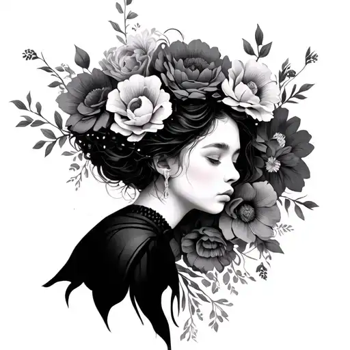 Girl Rising From Flowers