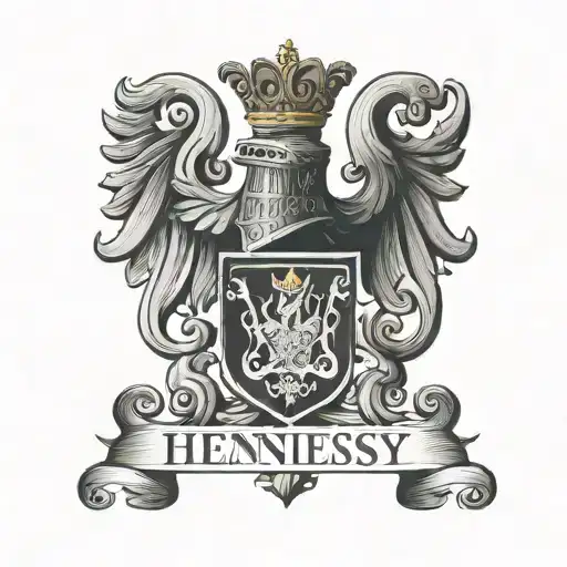 Hennessy Coat Of Arms With The Name Hennessy Written Clearly