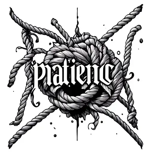 The Composition Of The Word Patience With Rope Tearing