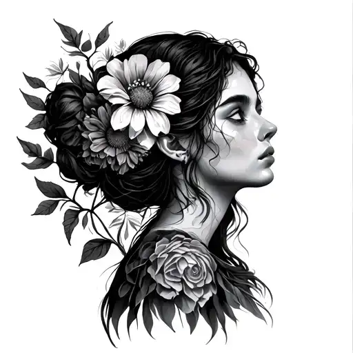 Girl Rising From Flowers