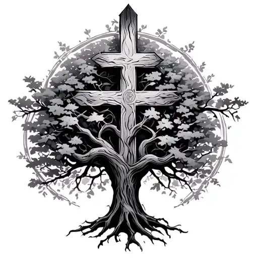 Tree Intertwined With Cross