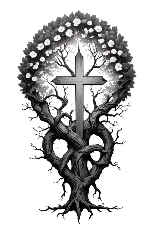 Tree Intertwined With Cross