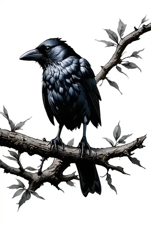 Crow Perched On A Branch