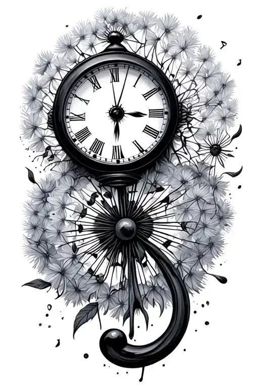 Dandelion Clock Music Note Intertwined