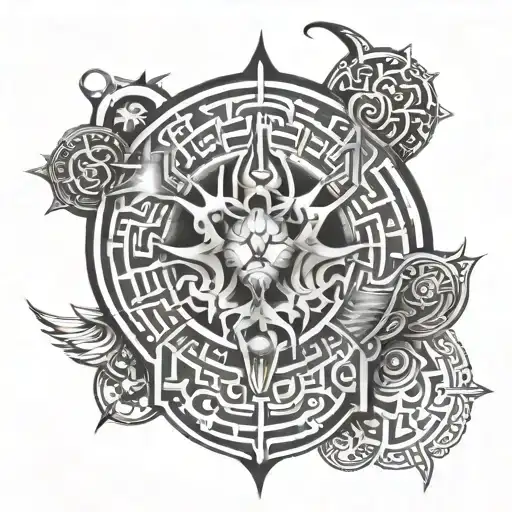 Labyrinth And Mandala Design Incorporating