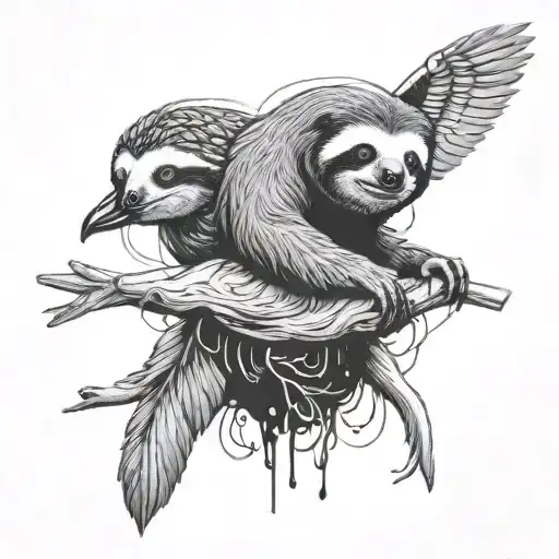 Sloth With Duck And A Mouse And A Bear