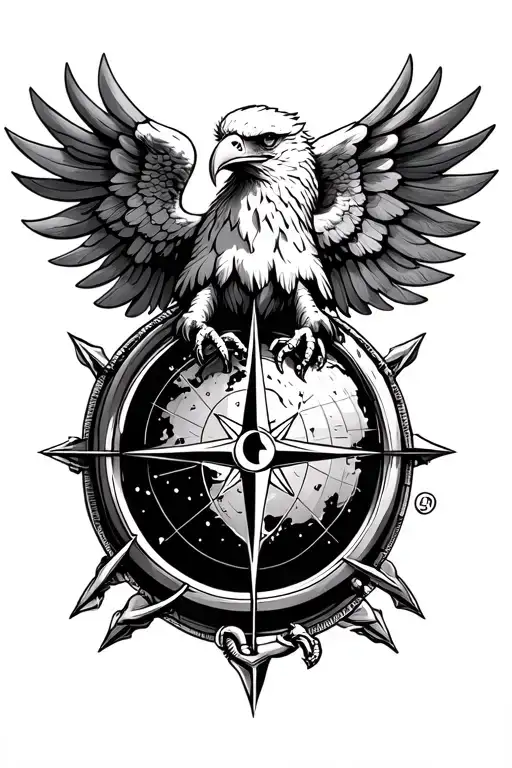 Eagle Globe And An Anchor Mixed With Compass Rose