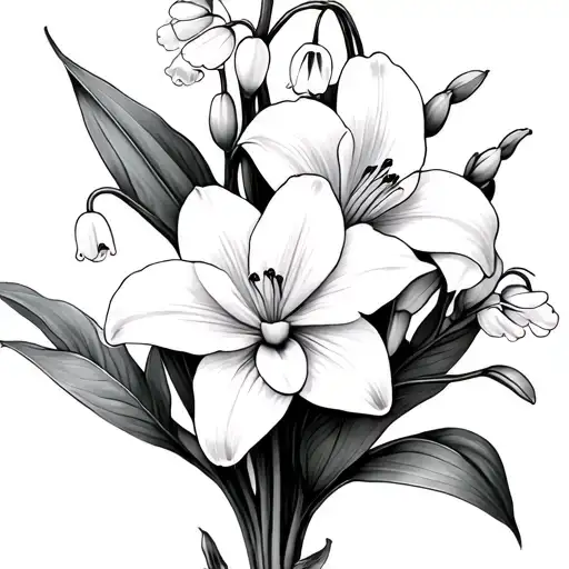 Black And White Lily Of The Valley And Paper White Narcissist Bouquet