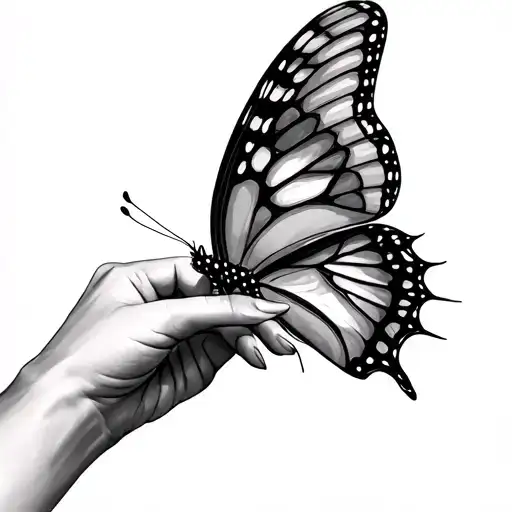 Butterfly And Hand Reaching