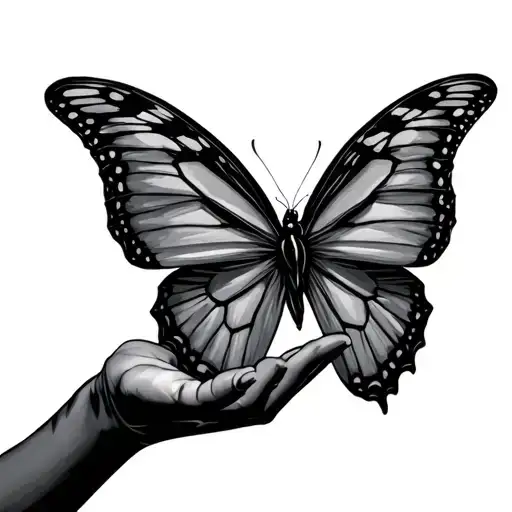 Butterfly And Hand Flying Away