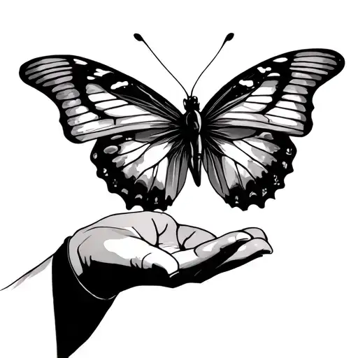 Butterfly And Hand Flying Away