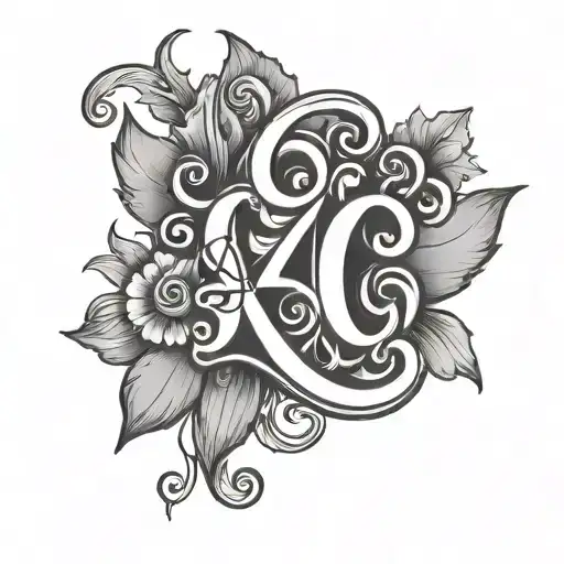 Letters An In Black Grey Tattoo Design Featuring