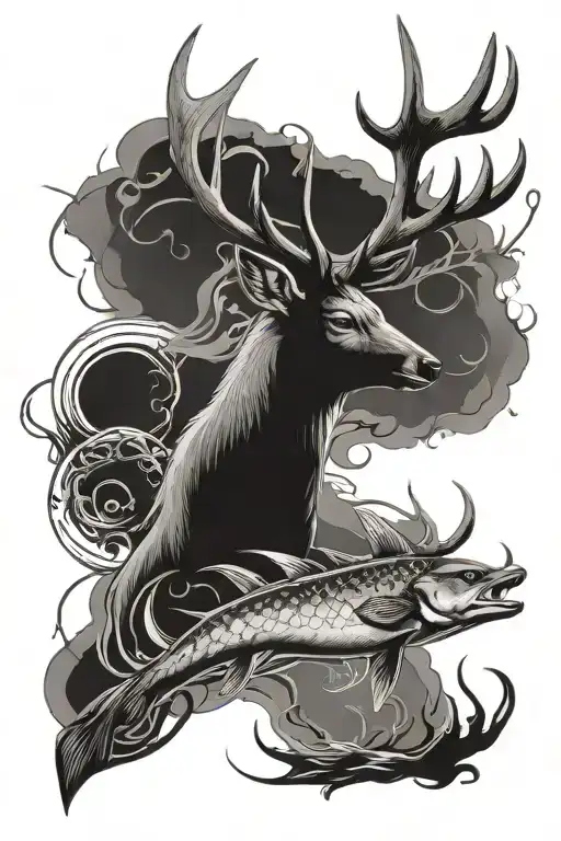 Deer And Fish Hook