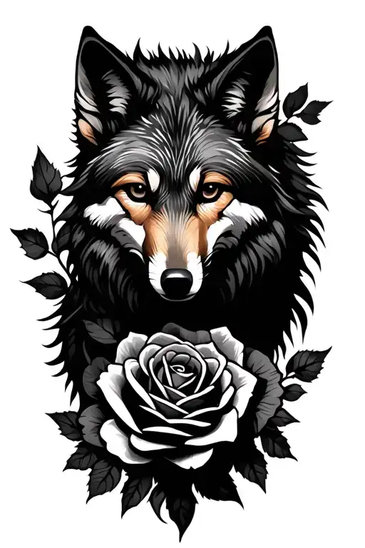 Coyote With Rose Intertwined